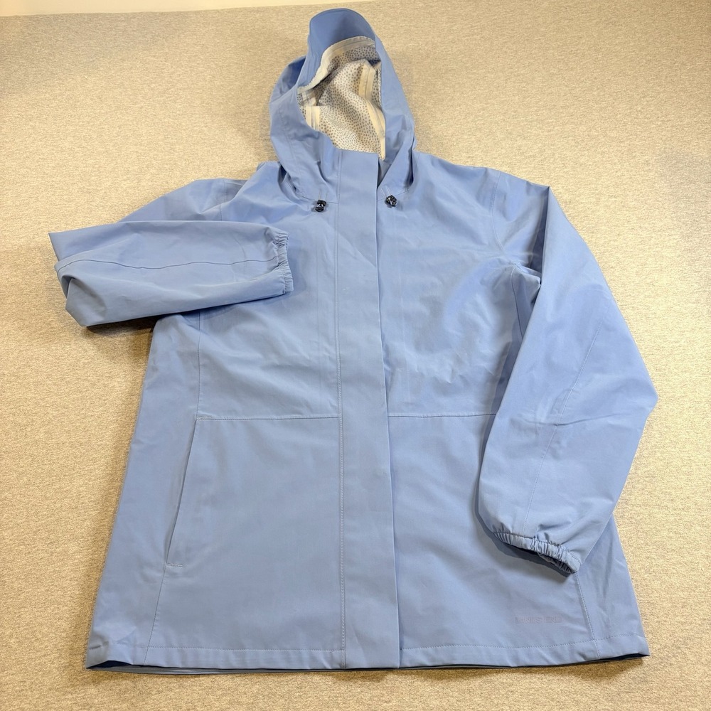 Lands End Rain Jacket Womens Small 6-8 Light Blue Hooded Full Zip Outdoor Coat